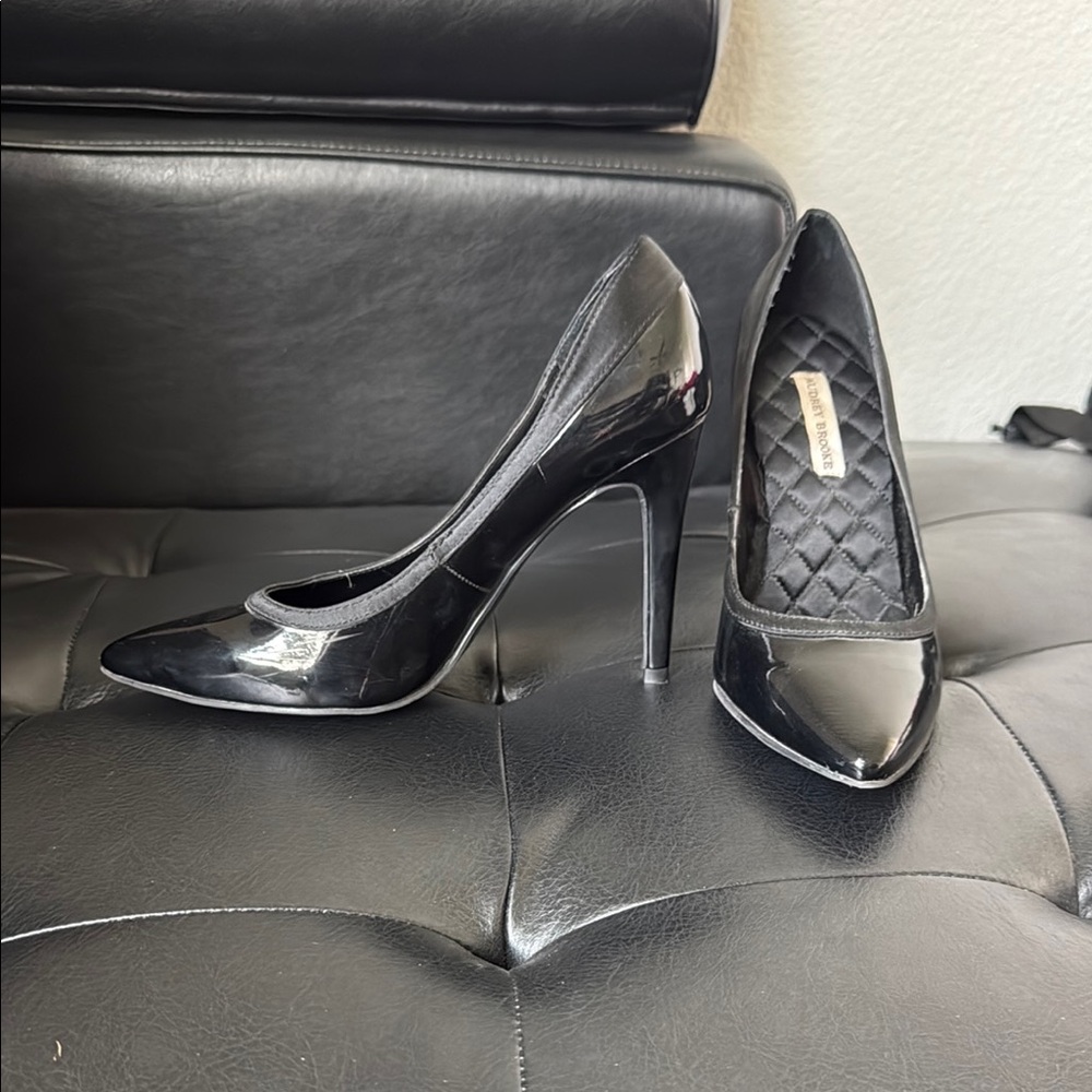 Audrey Brooke Black Patent Leather Heels
